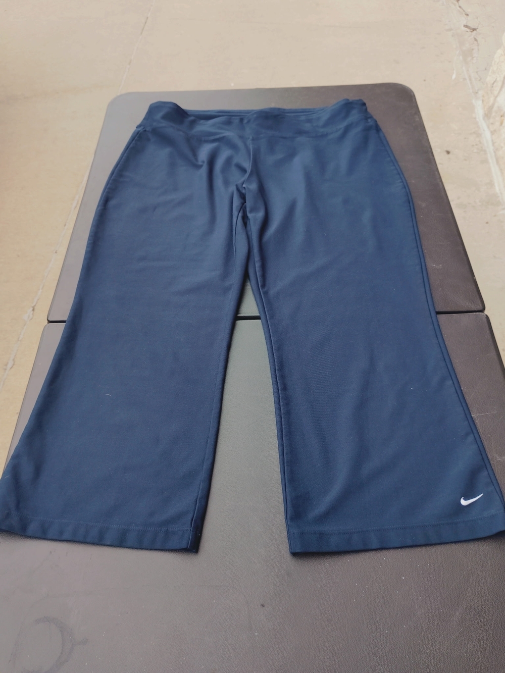 Nike Navy Wide-Leg Active Track Pants with Swoosh